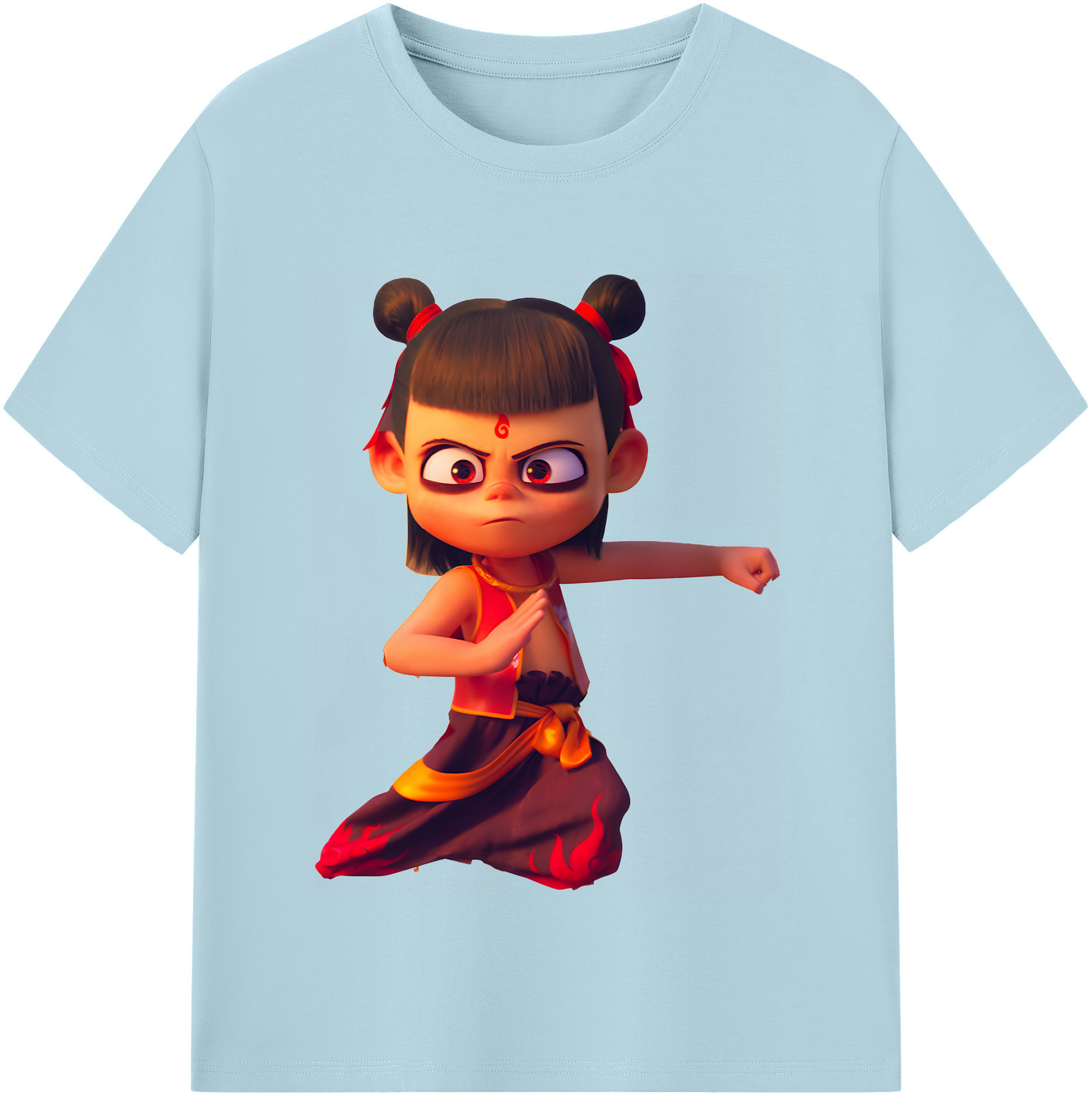 （画像用） Ne Zha 2 ナタ 魔童の大暴れ 綿100％半袖Tシャツ（フロントプリント）